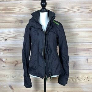 Superdry Windcheater Jacket Women Medium Ripstop Tri-Zip Crop Moto Japan
